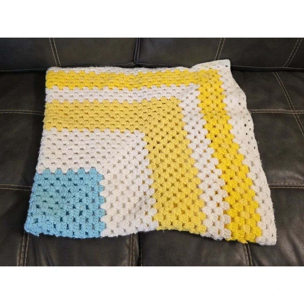 Vintage Handmade Afghan Knit Crochet Maw Maw Blanket Throw 44 X‎ 44